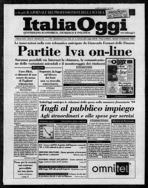 Italia oggi : quotidiano di economia finanza e politica